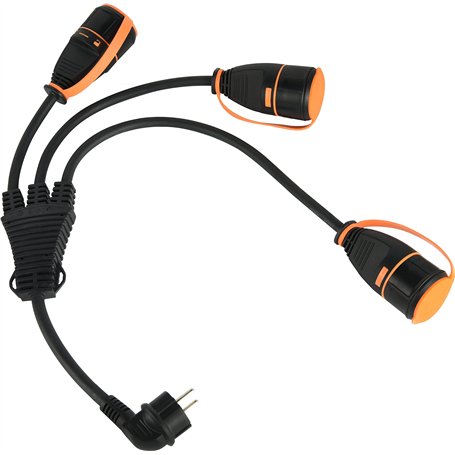 Electraline 01753 Splitter 3 Prises avec Electralock équipée d'un mécanisme de verrouillage qui empêche les déconnexions en acie