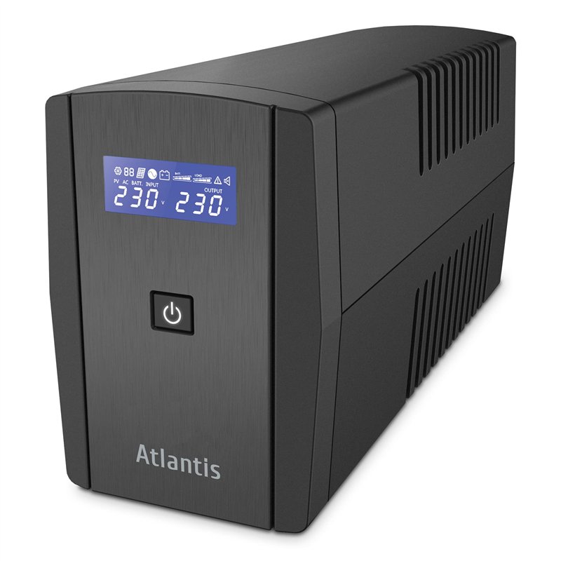 UPS Atlantis X1000 - 750 VA / 375 W, Estabilizador De Voltaje, Sin Ventilador - Para PC, Videovigilancia, TPV