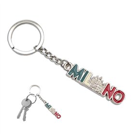 Leddy Living Porte-clés Milano en métal – Cathédrale avec drapeau italien – Souvenir célébratif pour les amoureux des voyages et