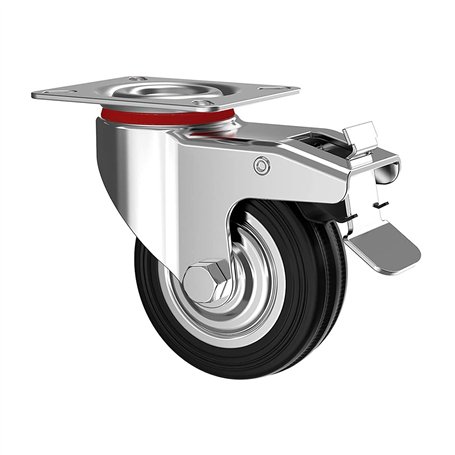 Kippen 1602B1 - Roue industrielle avec plaque tournante et frein de verrouillage. Diamètre 100 mm.