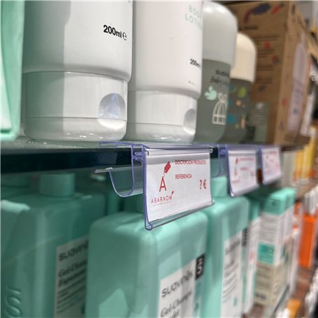 Lot de 50 porte-prix pour étagère en verre - Étiquettes de prix de 30 x 60 mm - Transparent - Porte-étiquettes pour panneaux de