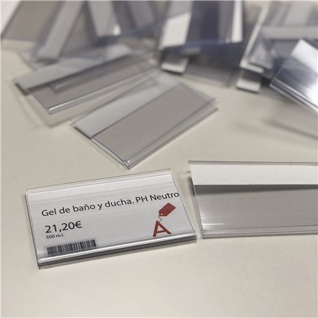 100 porte-étiquettes autocollants transparents de 39 mm de haut et 60 mm de long. Étiquettes de prix individuelles de 60 mm