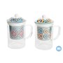 Tasse avec filtre pour infusions DKD Home Decor Multicouleur Orange Carrelage Arabe 300 ml (2 Unités)