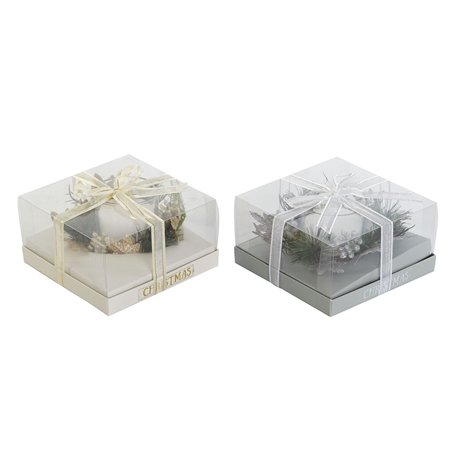 Bougie DKD Home Decor Doré Argenté Noël 15 x 15 x 5 cm (2 Unités)