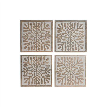 Décoration murale Home ESPRIT Blanc Naturel Floral 60 x 2