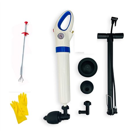 Meiyijia Déboucheur canalisation nettoyage pompe haute pression outil de piston de toilette avec 5 adaptateurs