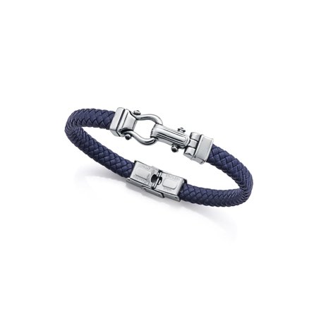 Viceroy Bracelet homme 14300P01013 - Acier et cuir bleu tressé avec motif de manille