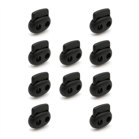 DOJA Barcelona | Arret de Cordon | Pack 10 | Stop Cordon 2 Trous | Largeur 25mm | en Plastique | Serre Cordon Oval Noir | pour C