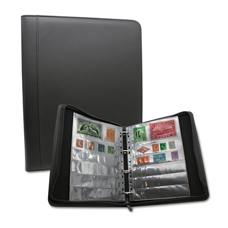 DOJA Barcelona | Album Timbres 16 Feuilles | Livre Cuir PU Classeur Timbre Poste Avec Fermeture Éclair Et Anneaux | Carnet de Ti