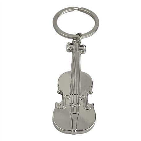 Porte-clés pour violon argenté - Porte-clés d'instrument de musique violon violet violoncelle contrebande - Accessoire pour amat