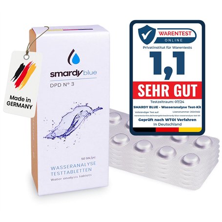 smardy 50 Comprimés de Test DPD3 (chlore total) pour Photomètre/Testeur d'eau Electronique