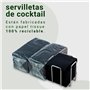 Lot de 300 serviettes cocktail en papier noir + porte-serviettes de table en acier inoxydable - Texture micro-point - Plus épais