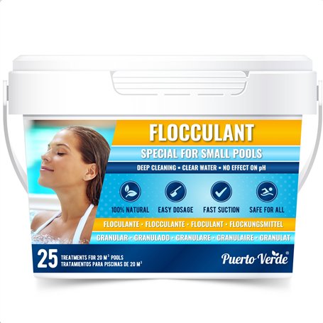 Puerto Verde • Floculant Naturel 25 Traitements. Clarifiant pour Les Petites Piscines et Les Spas. Éliminateur de Turbidité pour
