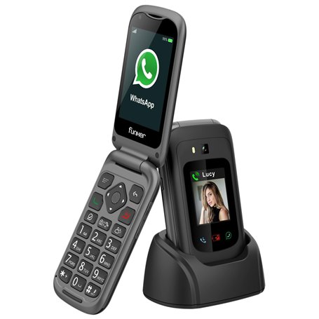 Funker E450 Max Pro 2 - Téléphone Pliable 4G pour Personnes âgées - Whatsapp - Appel vidéo - Écran Tactile - Bouton SOS - Géoloc
