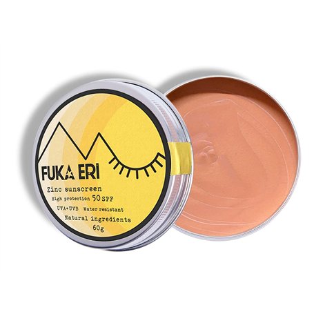 FUKA ERI crème solaire avec zinc (non nano). Ingrédients minéraux et naturels. Ecran solaire couleur
