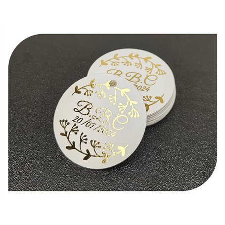Étiquettes personnalisées avec nom et date - Imprimées en or - Pour invitations à un mariage