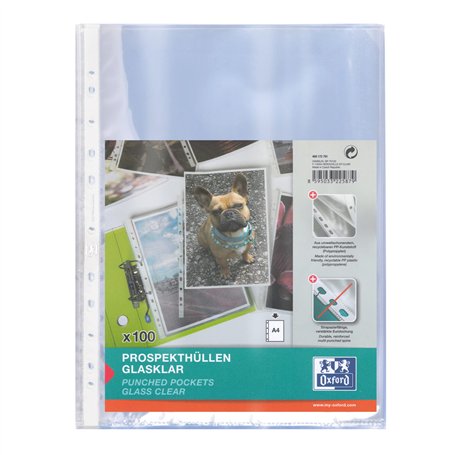Oxford 100 pochettes transparentes A4 avec ouverture sur le dessus