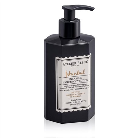 ATELIER REBUL ISTANBUL Lotion pour les mains et le corps 400 ml – Parfum boisé et épicé – Soin corporel naturel pour homme et fe