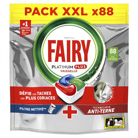 Fairy Platinum Plus Tablettes Lave-Vaisselle All In One Technologie Anti-terne