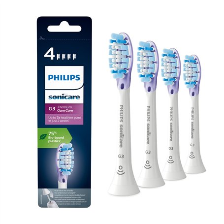 Philips Sonicare Lot de 4 têtes de brosses à dents électriques soniques G3 Premium Gum Care pour la santé des dents et des genci