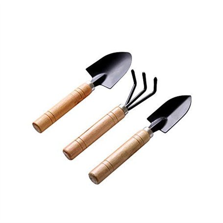 Sprießen Noir 3 pcs Ensemble Mini Outils de Jardinage Pelle Râteau Spade Plantes Succulentes en Pot de Fleurs Outils de Jardin G