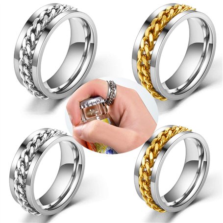 Youery 4 pièces Anneaux ouvre-Bouteille，Anneaux de chaîne Portables Outil de Tire-Bouchon Cadeau créatif chaîne rotative Anneau