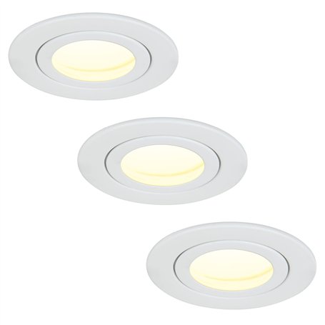 HCFEI - IP44 Dimmable LED Spot Encastrable Blanc | Aussi pour Salle de Bains | 5W 230V | Lot de 3 Spots | Blanc Chaud