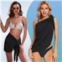 Noir Wrap de Plage de Femmes Sarong Couverture de Bikini Jupes Wrap pour Maillot de Bain en Mousseline