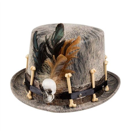 Boland Titre 72180 - Chapeau Voodoo Nawu cylindrique avec tête de mort