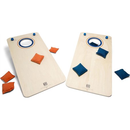 BS Toys Cornhole Jeux - pour 8 Ans Et Plus - Jeu De Lancer De Sacs - Jeu De Coordination en Plein Air - 2 Planches & 8 Sacs - Mu