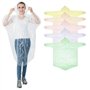 Igoera®️ Poncho pluie jetable multicolore. Lot de 5. Cape de pluie à capuche pour festival