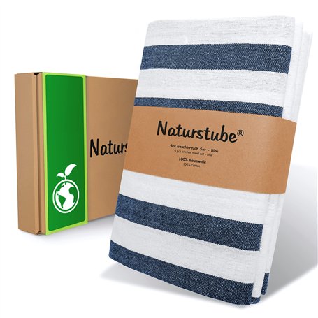 Naturstube® Lot de torchons [4 pièces] - Torchons très absorbants et durables