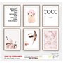 Artpin® Lot de 6 affiches murales élégantes pour salon, SANS CADRE! format A4 pour chambre - motif Coco Rose W2