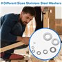 MMOBIEL Lot de 360 entretoises de rondelles plates en acier inoxydable Taille 8 Assortiment de vis Boulons de fixation Outils de