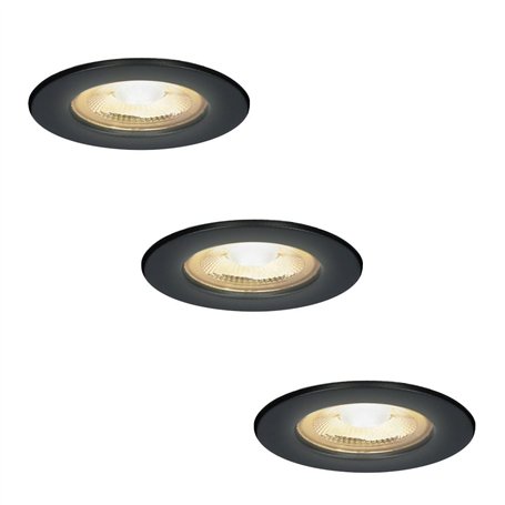 HOFTRONIC - 3x Nola LED Spot encastrable 68 mm Noir - IP65 étanche pour salle de bain
