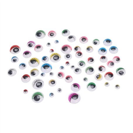 FREE & EASY Yeux mobiles avec cils - 5 mm - 15 mm autocollants - Yeux de bricolage amusants à coller - Yeux adhésifs pour bricol