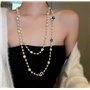 Collier de Perles Imitation Camellia Beads Rose Flower Long Double Layered Fashion Sweater Chain Pendentif Neckalce Birthday Chr