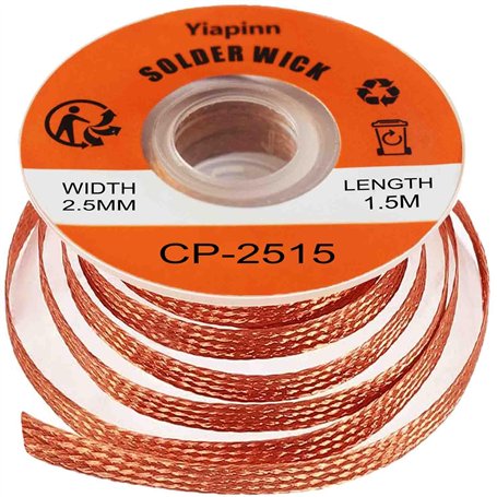 Mèche à dessouder avec flux sans nettoyage électronique fil de cuivre détachant tresse dessouder soudure (largeur 0