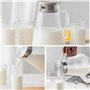 Carafe en verre avec couvercle et bec verseur, carafe à eau de 2 litres/70 oz, pichet à thé glacé, pichet à jus, pour boissons m