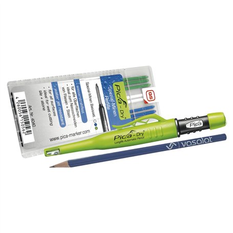 Vasalat Pica Dry Lot de 8 marqueurs à trous profonds résistants aux jets d'eau Bleu/blanc/vert