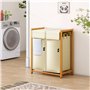 AdelDream Panier à linge trieuse de linge avec 2 compartiments avec sac à linge amovible chariot à linge collecteur de linge en 