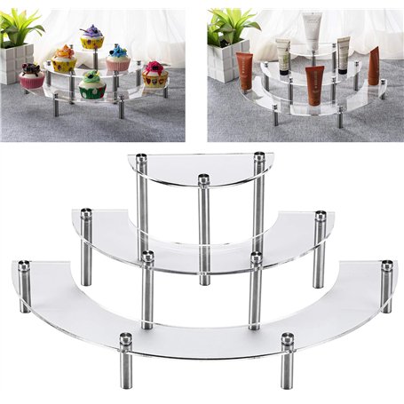 Support de Gâteau 3 Niveaux Risers de Gateau en Acrylique Support à Dessert en Demi Cercle pour Cupcakes Desserts Figurines Roug