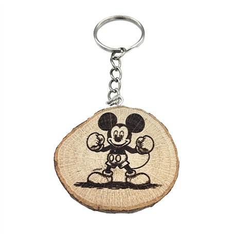 Promotech - Magnifique porte-clés Majic Mouse - Fabriqué à la main et gravé au laser en bois naturel (Mickey Boxing)