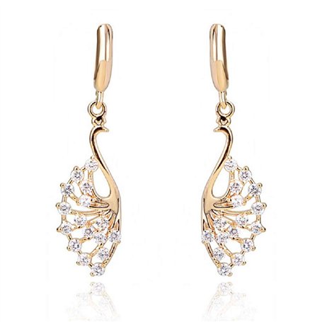 Crystalline Azuria Femme Pendantes Boucles d'Oreilles Paonne 18ct Plaqué Or Jaune avec Cristaux Blancs en Zircone