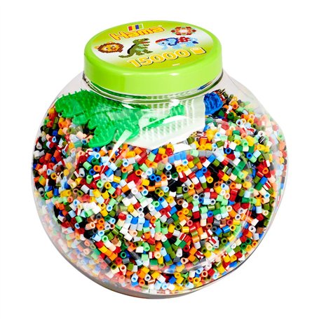 Hama - Pot Vert 15000 perles +3 plaques couleurs - Perles à repasser taille Midi - Loisirs créatifs