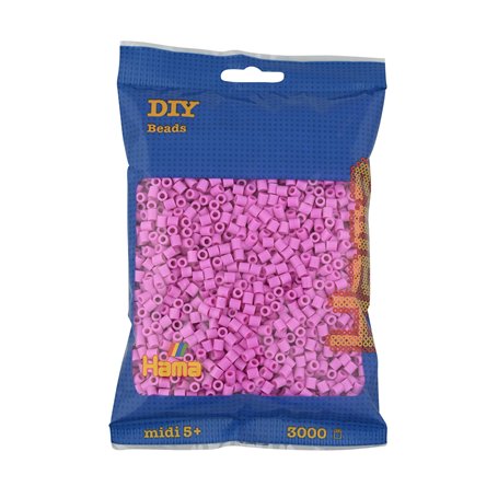 Hama Perlen 201-08 – Sachet Repasser avec Environ 3000 Perles de Bricolage Midi de 5 mm de diamètre en Rose Pastel