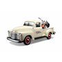 Maisto-1/24 Chevrolet 3100 Pick-up 1950 + Moto-crème