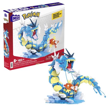 Mega Pokémon Coffret Jouet Construction Évolution Magicarpe 411 Pièces avec Figurine Articulée