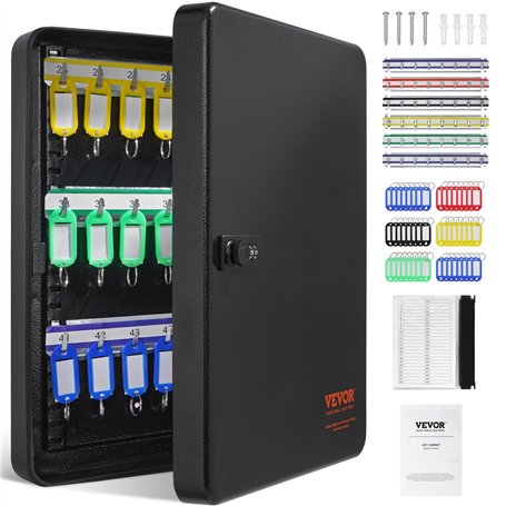 VEVOR Armoire à Clés 48 Crochets Boîte à Clés Murale en Acier 28