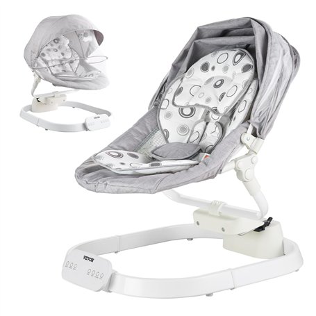 VEVOR Balancelle Transat Bébé 3 Vitesses 3 Positions de Siège Panneau Tactile IMD Télécommande Bluetooth 10 Berceuses Prédéfinie